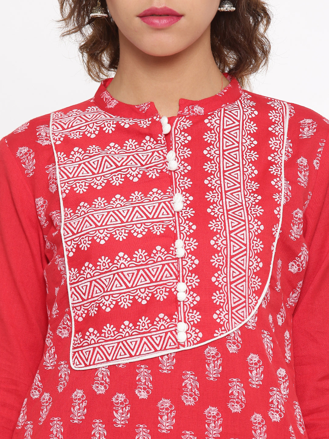 De Moza- Ladies Printed Red Kurta - De Moza (96438026254)