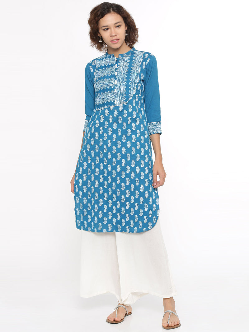 De Moza- Ladies Printed Kurta Teal Green - De Moza (96509984782)