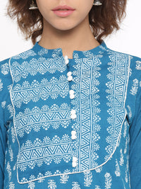 De Moza- Ladies Printed Kurta Teal Green - De Moza (96509984782)