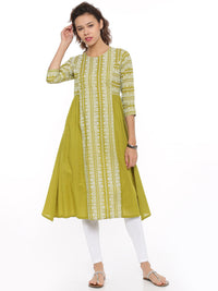 De Moza- Ladies Printed Kurta Lime - De Moza (96543375374)