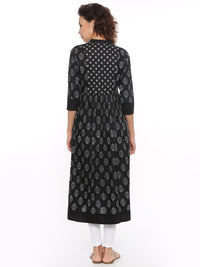 De Moza- Ladies Printed Black Kurta - De Moza (96546521102)