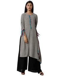 Silhouettes Women's 3/4Th Sleeve Kurta Embrodry Rayon Grey - De Moza (4464288923711)