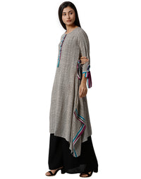 Silhouettes Women's 3/4Th Sleeve Kurta Embrodry Rayon Grey - De Moza (4464288923711)