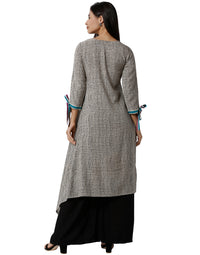 Silhouettes Women's 3/4Th Sleeve Kurta Embrodry Rayon Grey - De Moza (4464288923711)
