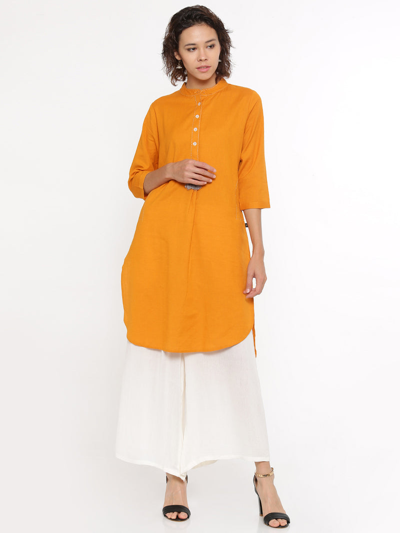 De Moza- Ladies Kurti 3/4th Sleeve Mustard - De Moza (58594295822)