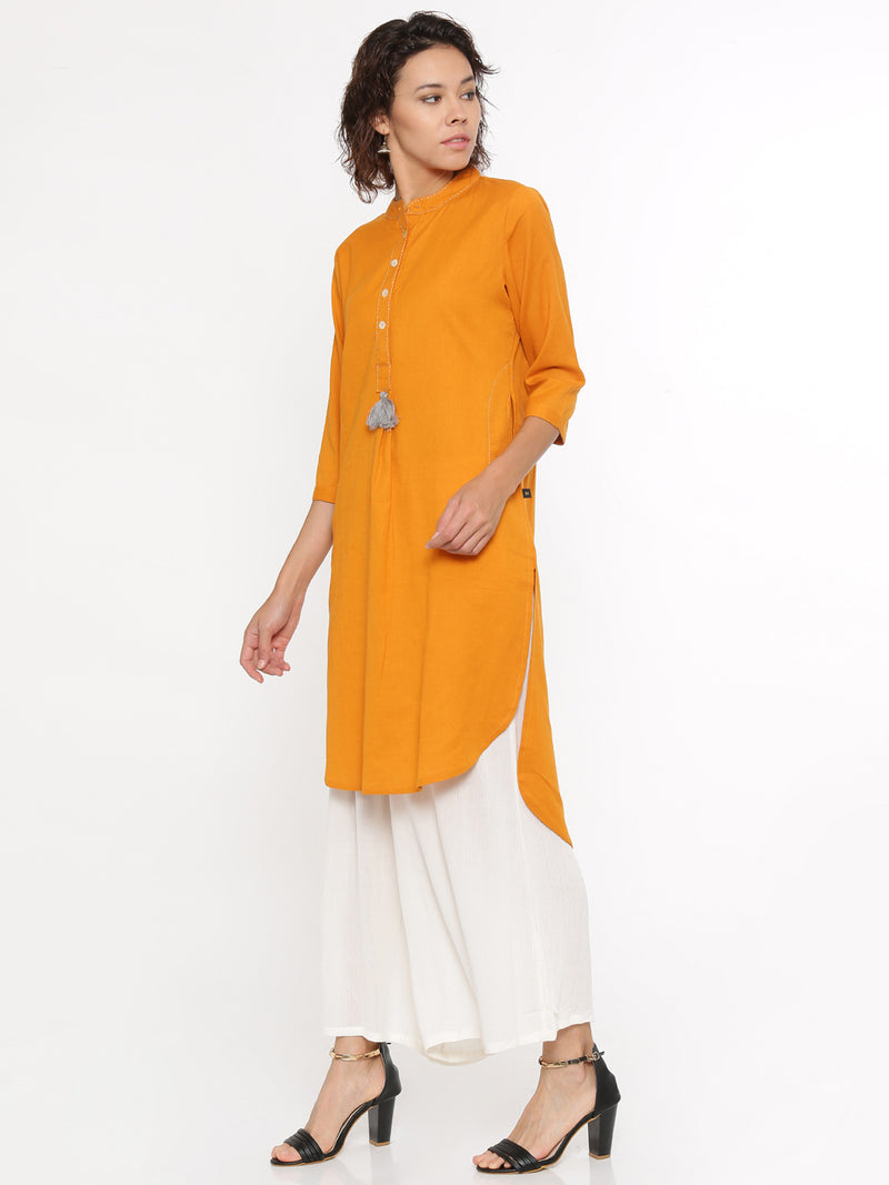 De Moza- Ladies Kurti 3/4th Sleeve Mustard - De Moza (58594295822)