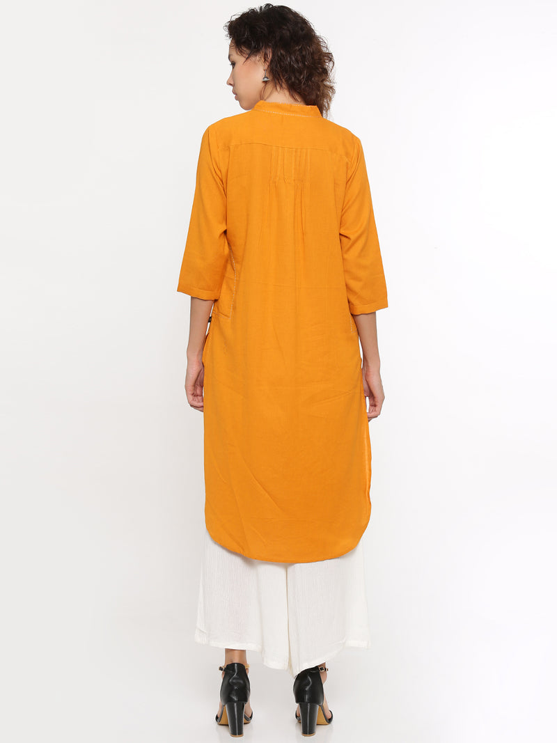 De Moza- Ladies Kurti 3/4th Sleeve Mustard - De Moza (58594295822)
