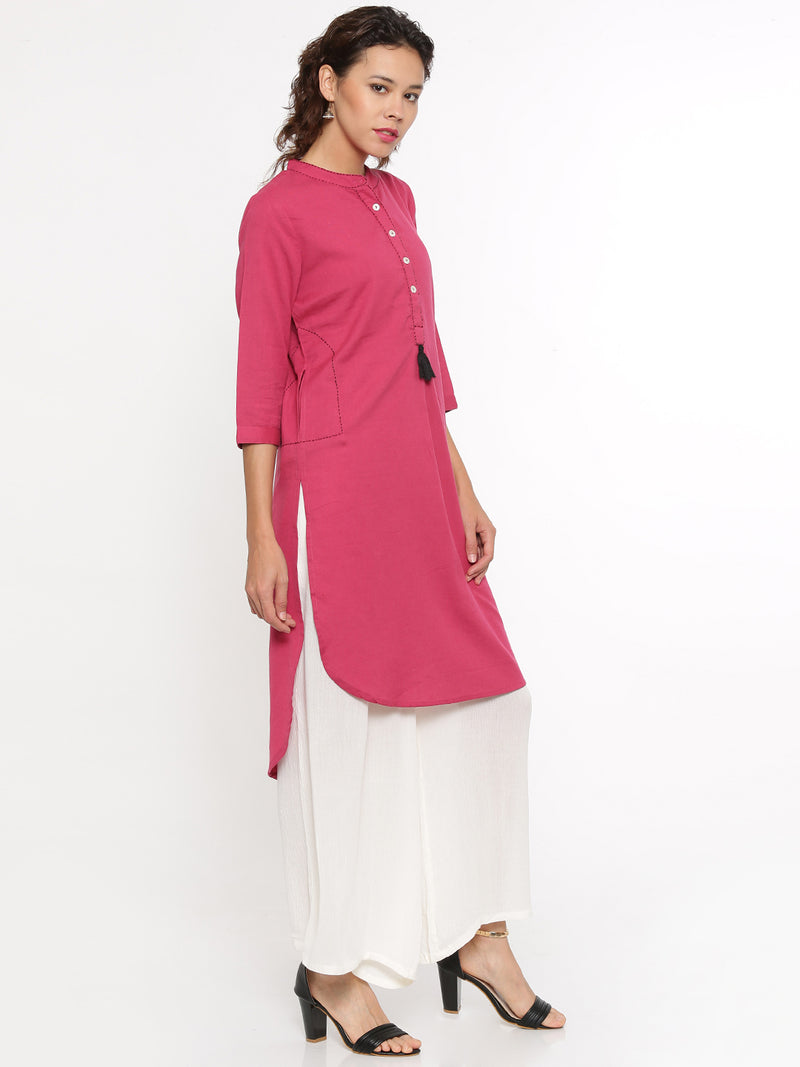 De Moza- Ladies Kurti 3/4th Sleeve Pink - De Moza (58594656270)