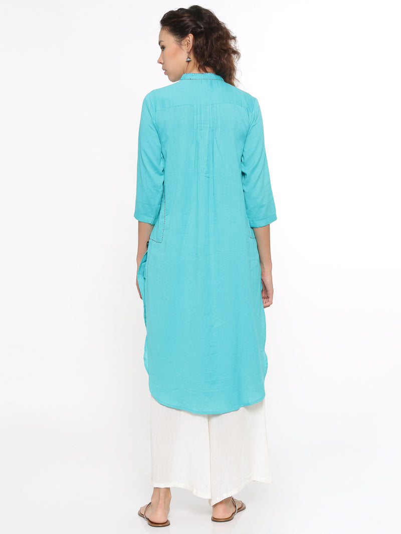 De Moza- Ladies Kurti Blue 3/4th Sleeve - De Moza (58595409934)