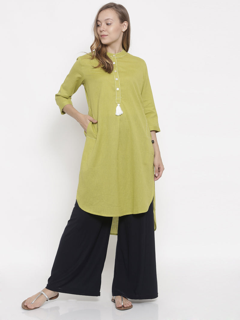 De Moza- Ladies Kurti 3/4th Sleeve Lime - De Moza (675401990207)