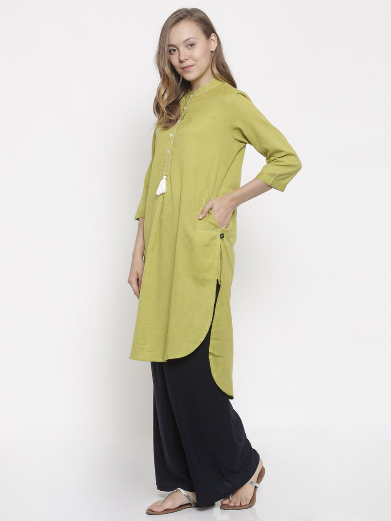 De Moza- Ladies Kurti 3/4th Sleeve Lime - De Moza (675401990207)