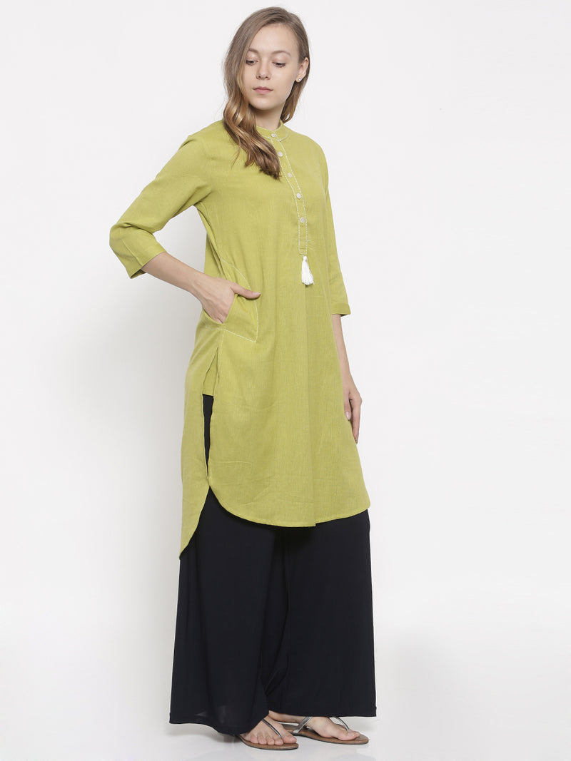 De Moza- Ladies Kurti 3/4th Sleeve Lime - De Moza (675401990207)