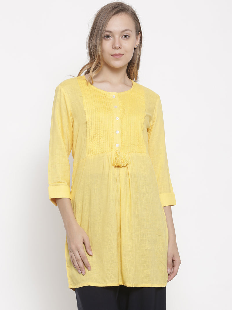 De Moza- Ladies Kurti 3/4th Sleeve Yellow - De Moza (678957154367)
