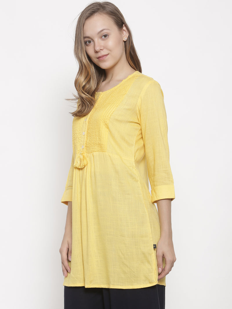 De Moza- Ladies Kurti 3/4th Sleeve Yellow - De Moza (678957154367)