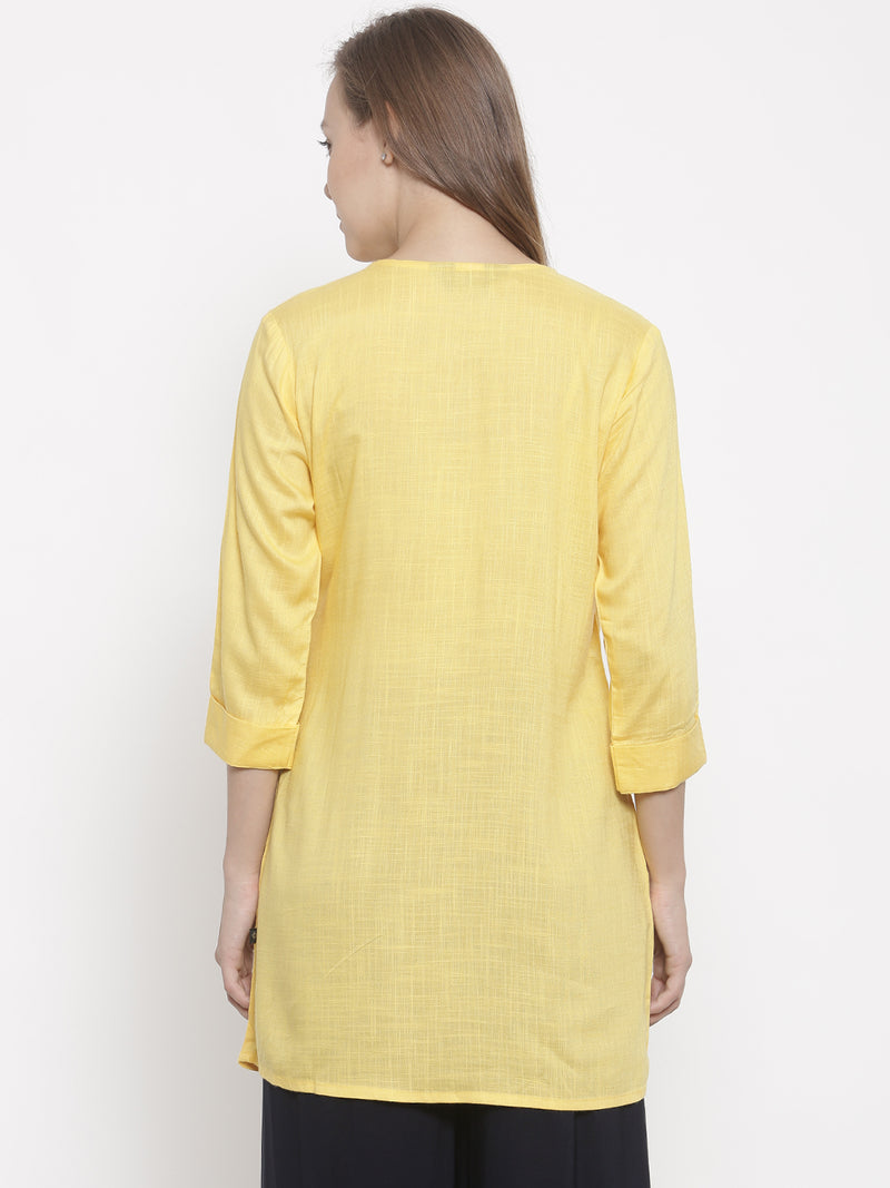 De Moza- Ladies Kurti 3/4th Sleeve Yellow - De Moza (678957154367)