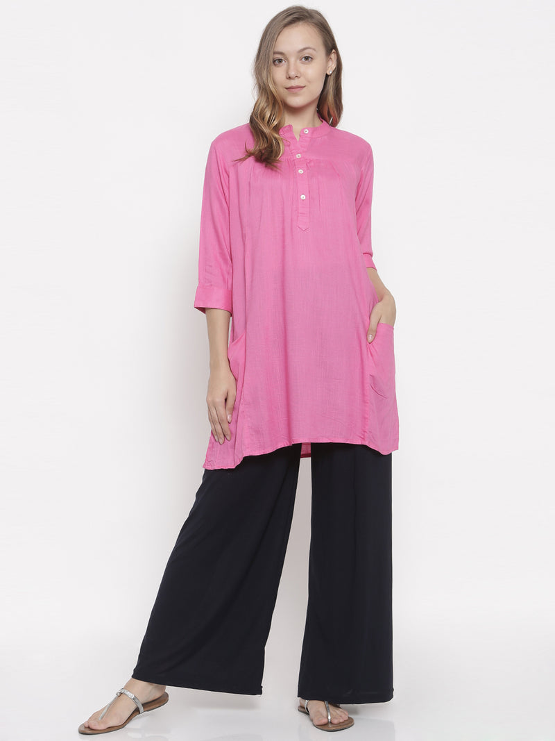 De Moza- Ladies Kurti 3/4th Sleeve Pink - De Moza (678970294335)
