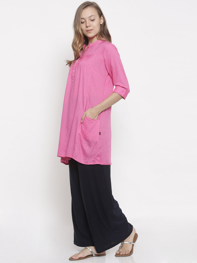 De Moza- Ladies Kurti 3/4th Sleeve Pink - De Moza (678970294335)