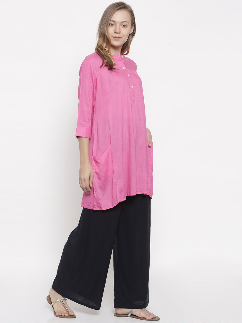 De Moza- Ladies Kurti 3/4th Sleeve Pink - De Moza (678970294335)