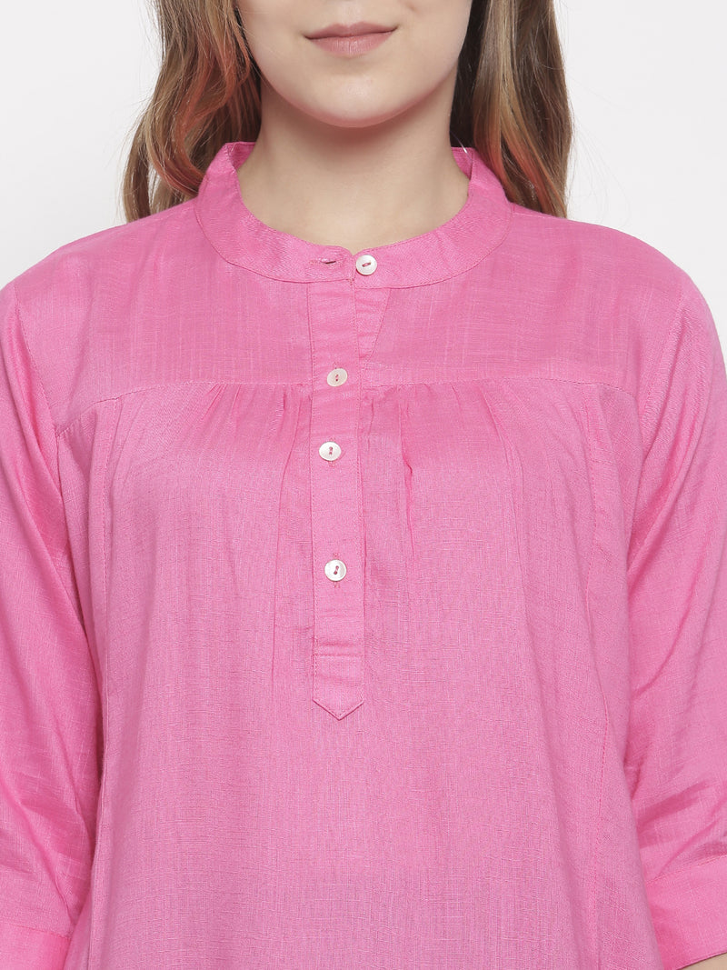 De Moza- Ladies Kurti 3/4th Sleeve Pink - De Moza (678970294335)