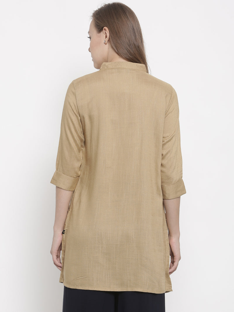 De Moza- Ladies Kurti 3/4th Sleeve Beige - De Moza (678980911167)