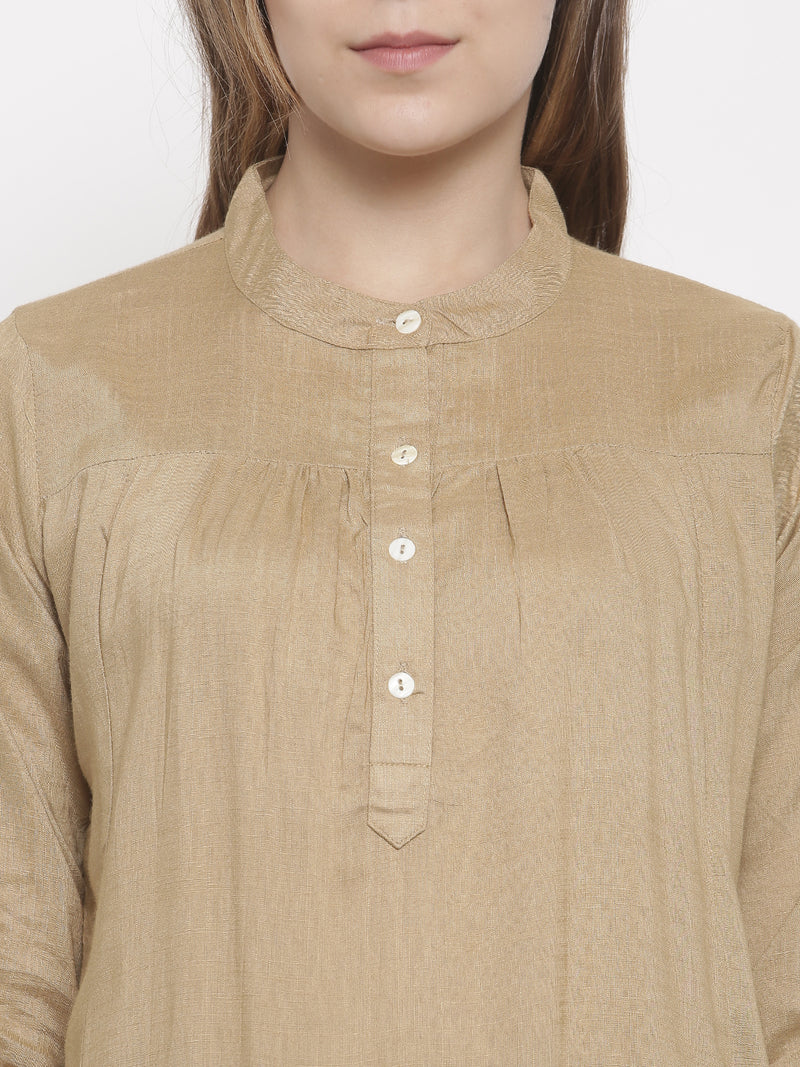 De Moza- Ladies Kurti 3/4th Sleeve Beige - De Moza (678980911167)