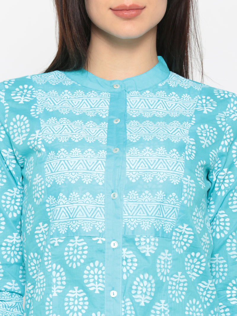 De Moza- Ladies Printed Kurta Blue - De Moza (674920202303)