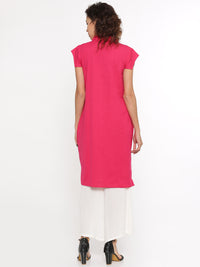 De Moza- Ladies Cap Sleeve Kurti Fushcia - De Moza (58599342094)