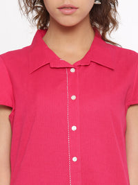 De Moza- Ladies Cap Sleeve Kurti Fushcia - De Moza (58599342094)
