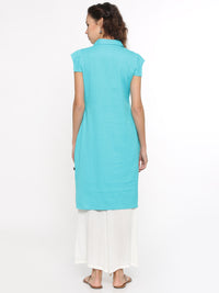 De Moza- Ladies Kurti Cap SleeveBlue - De Moza (58601144334)