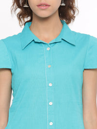 De Moza- Ladies Kurti Cap SleeveBlue - De Moza (58601144334)