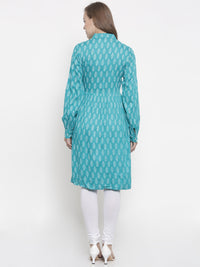 De Moza- Ladies Printed Kurti Full Sleeve Teal Green - De Moza (675416637503)
