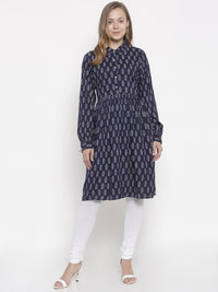 De Moza- Ladies Kurti Full Sleeve Navy Blue - De Moza (675426828351)