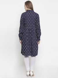 De Moza- Ladies Kurti Full Sleeve Navy Blue - De Moza (675426828351)