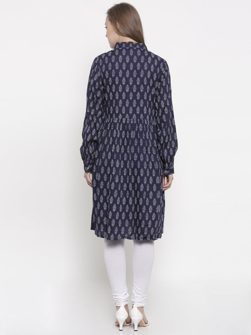De Moza- Ladies Kurti Full Sleeve Navy Blue - De Moza (675426828351)