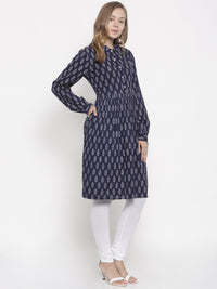 De Moza- Ladies Kurti Full Sleeve Navy Blue - De Moza (675426828351)