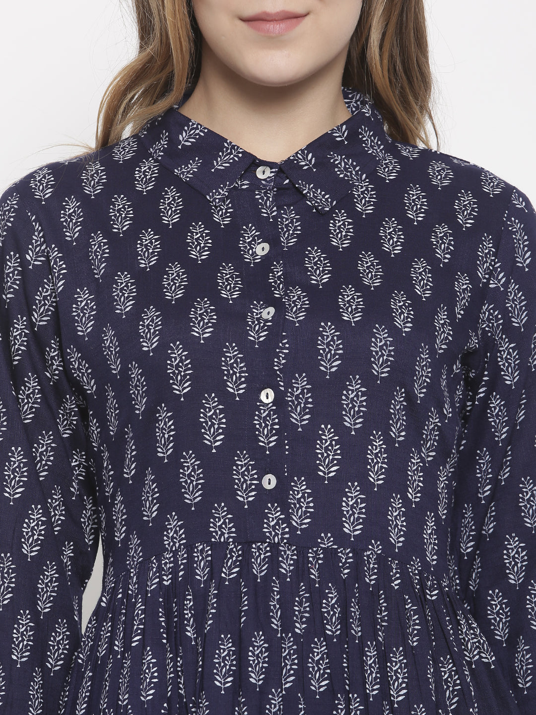 De Moza- Ladies Kurti Full Sleeve Navy Blue - De Moza (675426828351)