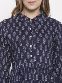 De Moza- Ladies Kurti Full Sleeve Navy Blue - De Moza (675426828351)