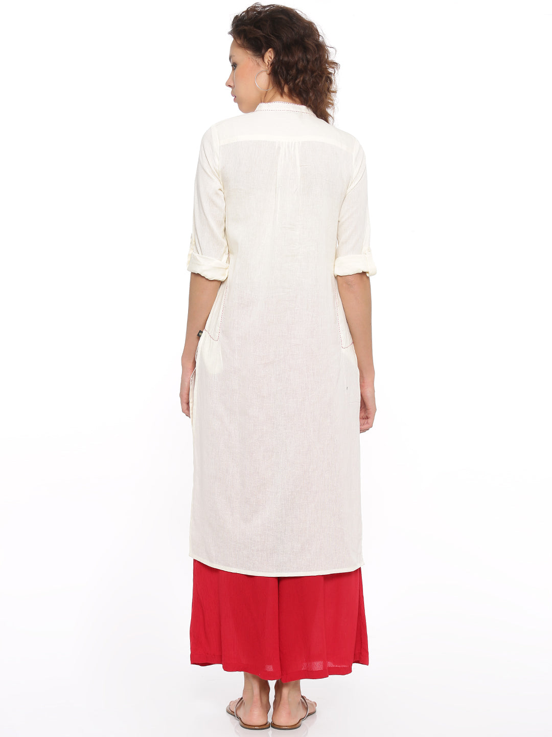 De Moza- Ladies Full Sleeve Kurta White - De Moza (58585481230)