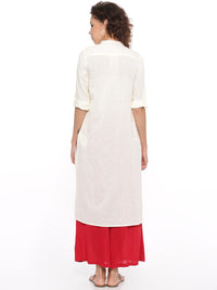 De Moza- Ladies Full Sleeve Kurta White - De Moza (58585481230)