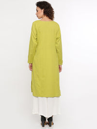 De Moza- Ladies Full Sleeve Lime Kurta - De Moza (58589904910)