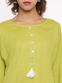 De Moza- Ladies Full Sleeve Lime Kurta - De Moza (58589904910)