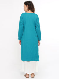 De Moza- Ladies Full Sleeve Kurta Teal Green - De Moza (58592100366)