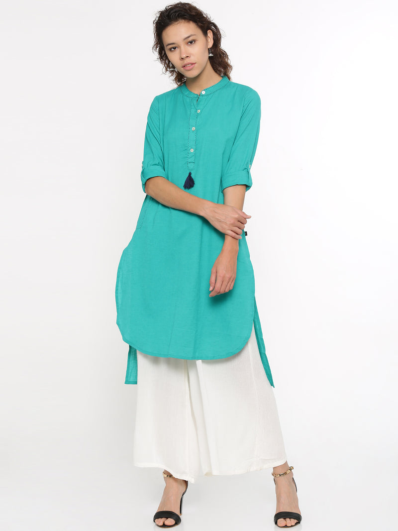 De Moza- Ladies Kurti Full Sleeve Teal Green - De Moza (96280117262)