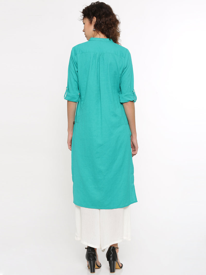 De Moza- Ladies Kurti Full Sleeve Teal Green - De Moza (96280117262)