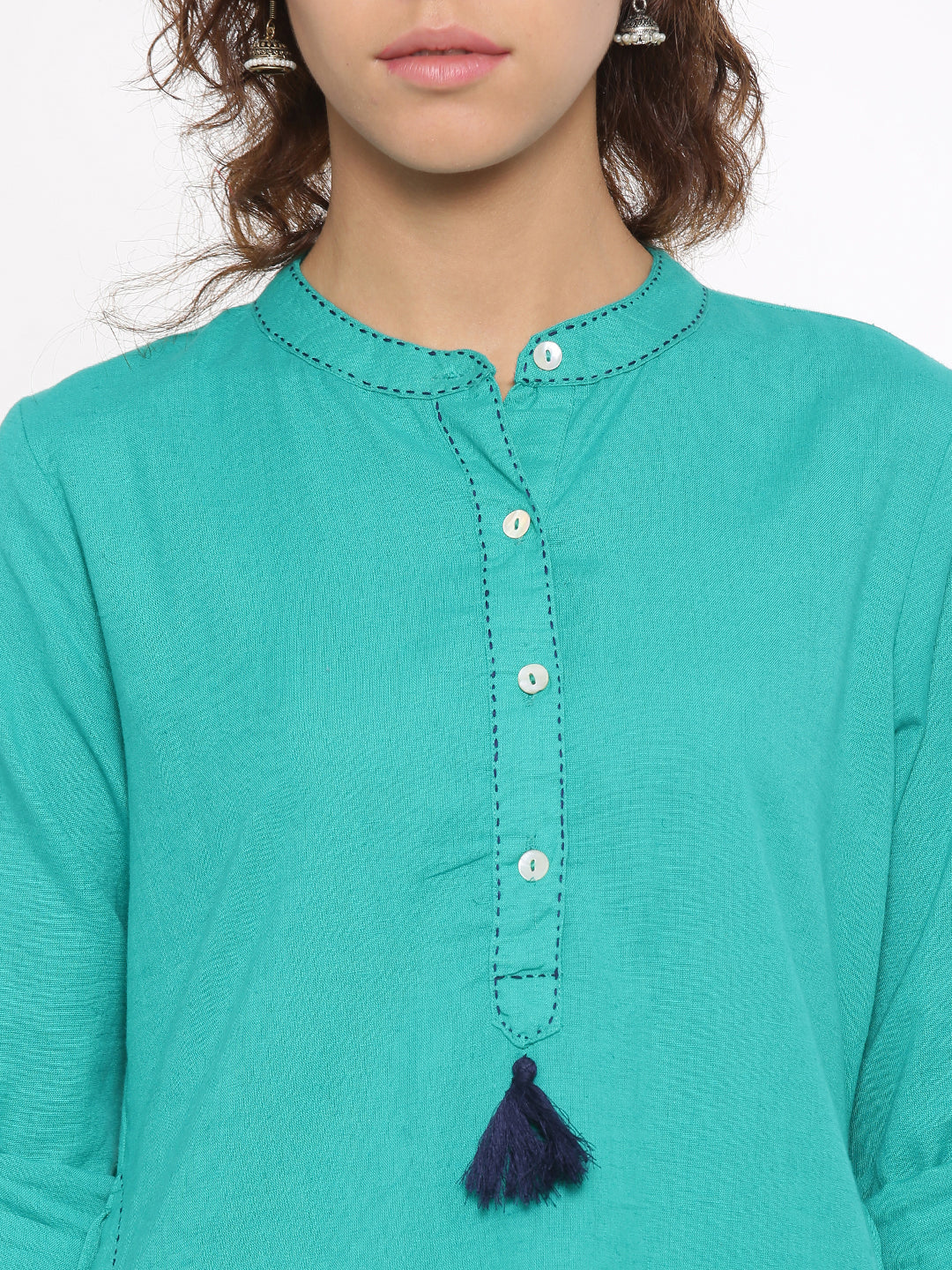 De Moza- Ladies Kurti Full Sleeve Teal Green - De Moza (96280117262)
