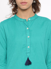 De Moza- Ladies Kurti Full Sleeve Teal Green - De Moza (96280117262)