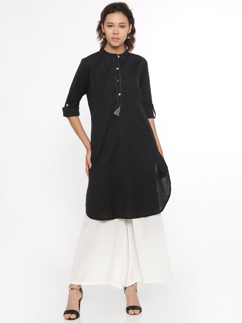 De Moza- Ladies Kurti Full Sleeve Black - De Moza (58597638158)
