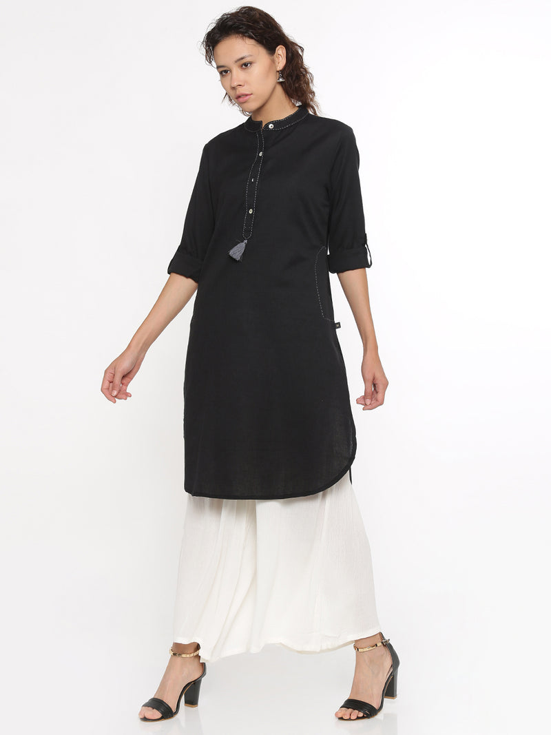 De Moza- Ladies Kurti Full Sleeve Black - De Moza (58597638158)