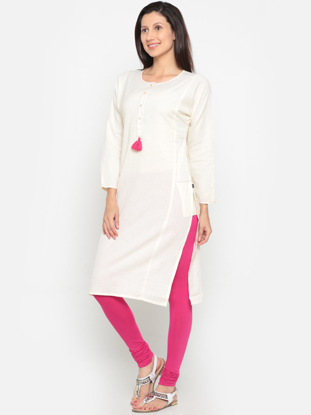 De Moza- Ladies Kurta Solid White - De Moza (674901590079)