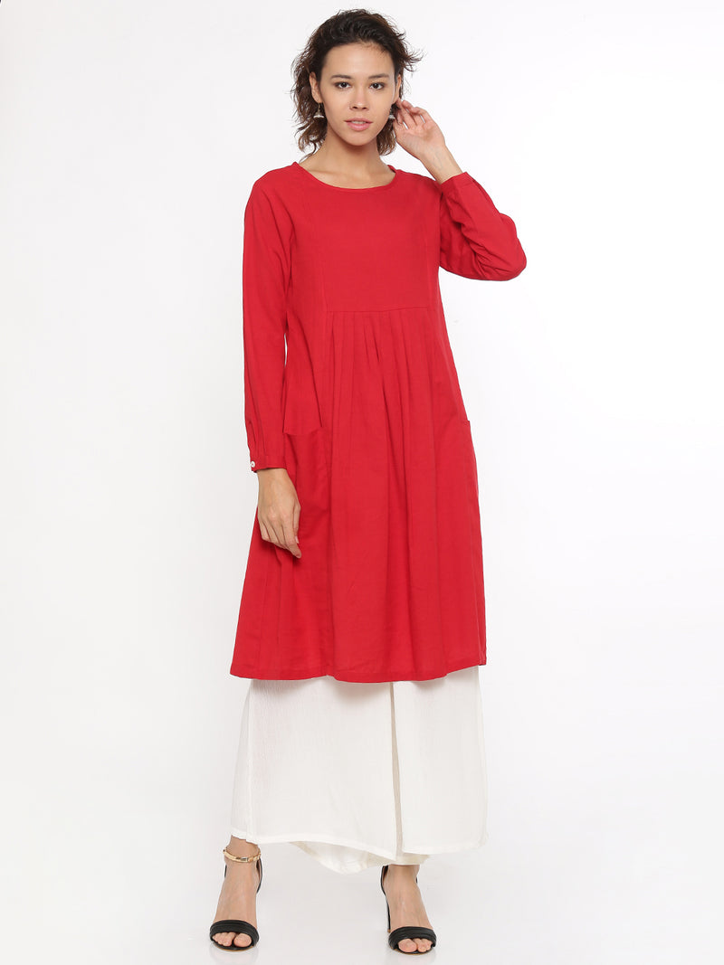 De Moza- Ladies Kurti Full Sleeve Red - De Moza (96304758798)